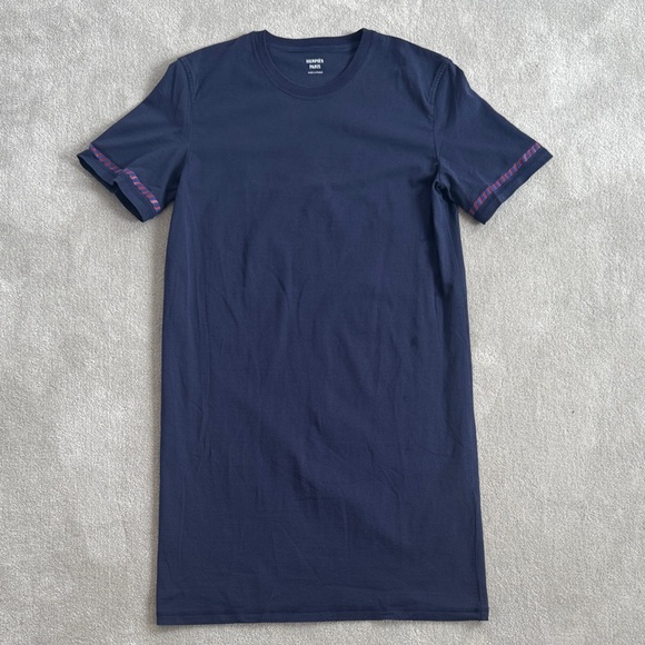 HERMES authentic Navy Short-Sleeve T-Shirt Dress size 36
